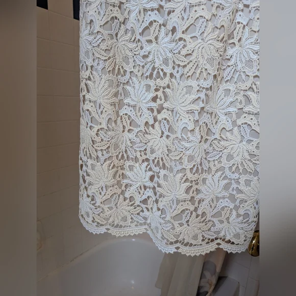 NWT Ann Taylor Sleeveless Lace Overlay Dress Cream Beige Lined Size 00P - Picture 6 of 14